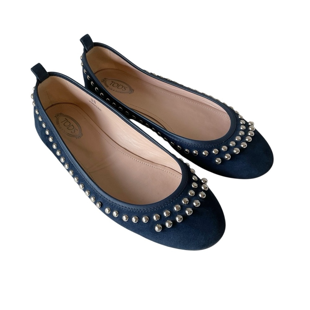 Tod’s Navy Suede Studded Ballerina Flats IT Size 38/ US 8